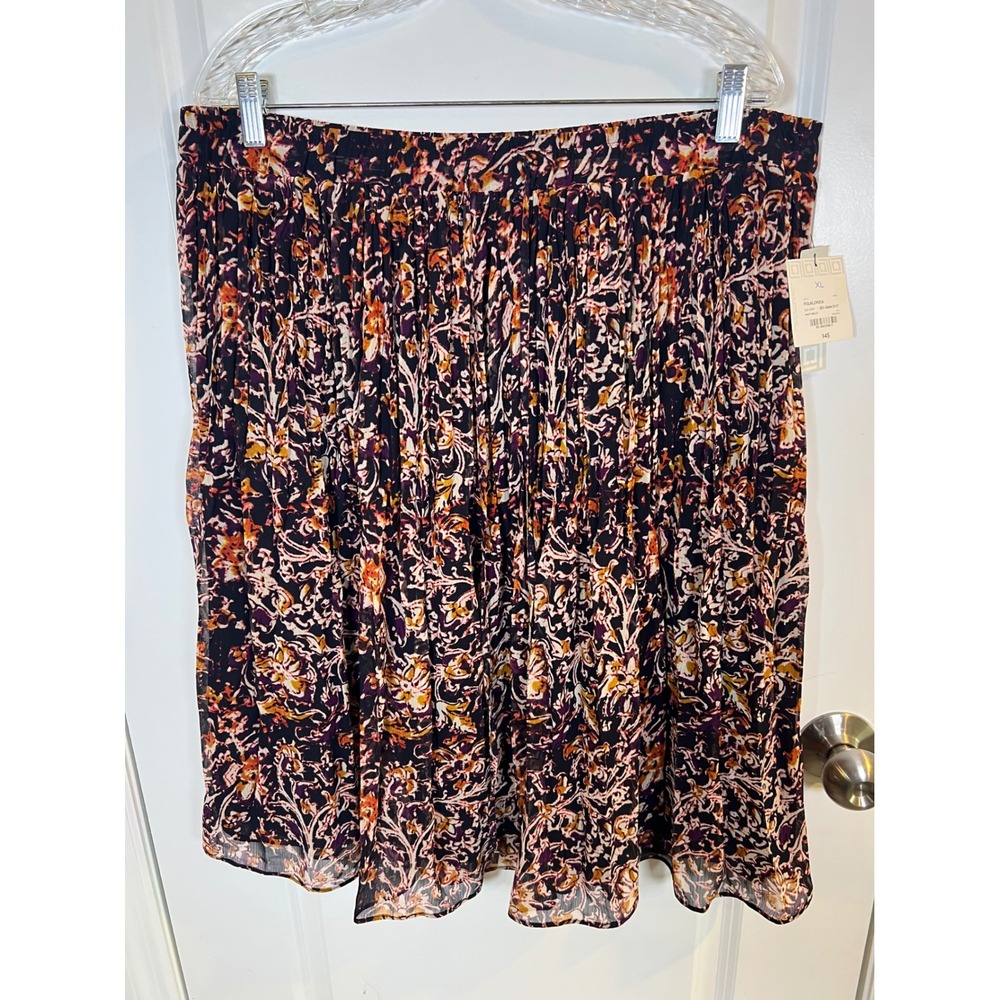 Liz Claiborne Womens Pleated‎ Floral Chiffon Midi Skirt XL NWT